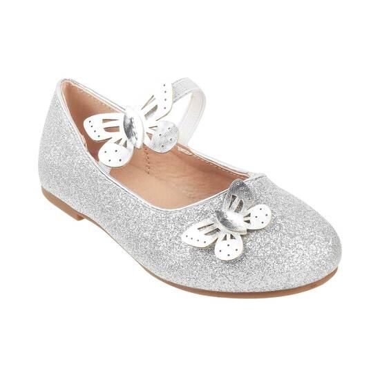 Girls Silver Casual Ballerinas